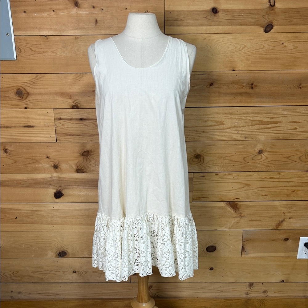 EUC Heart's Desire by Mary Grace lagenlook cotton lace layering slip dress MED